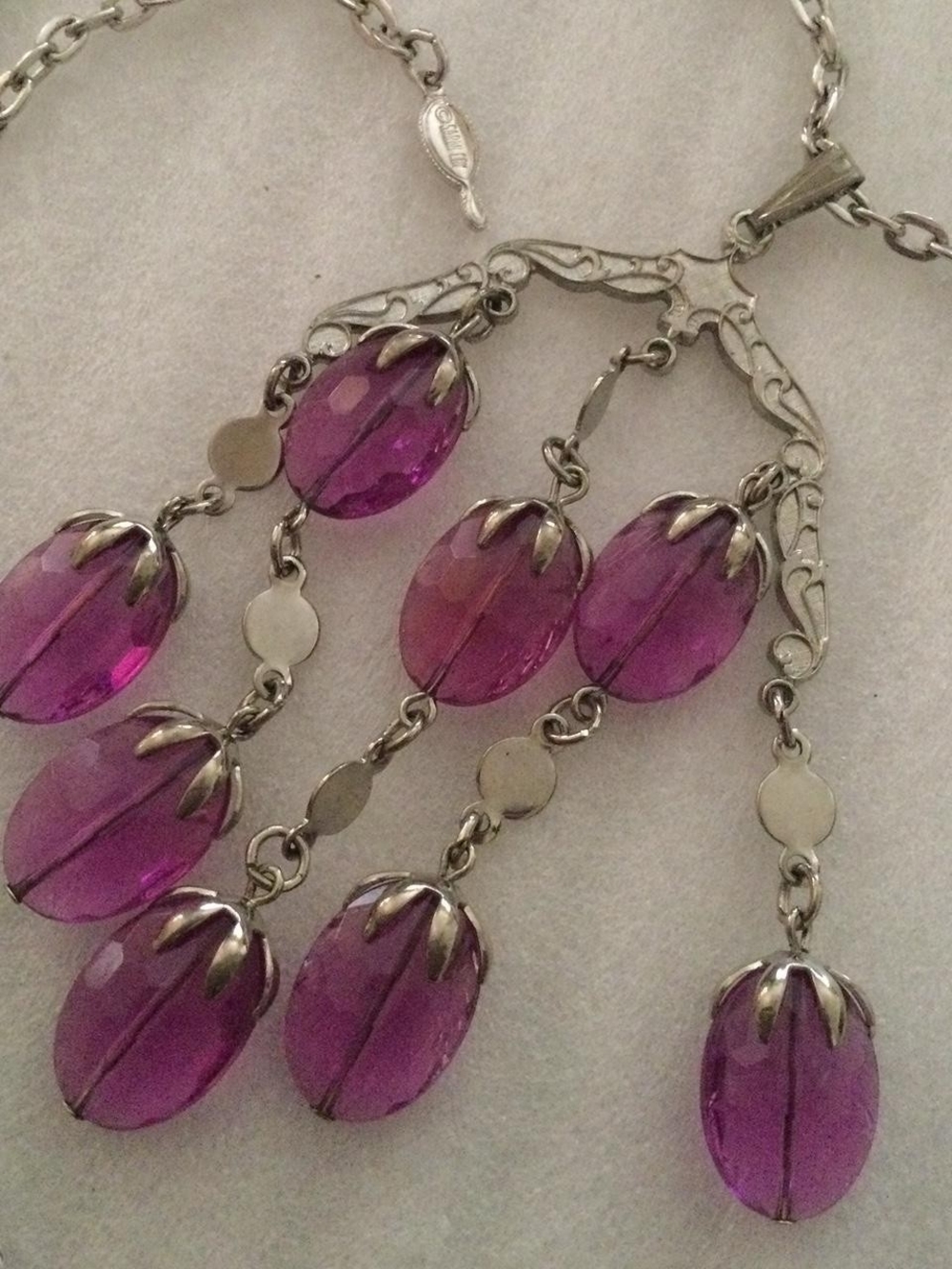 Purple And Silver Sarah Coventry Necklace